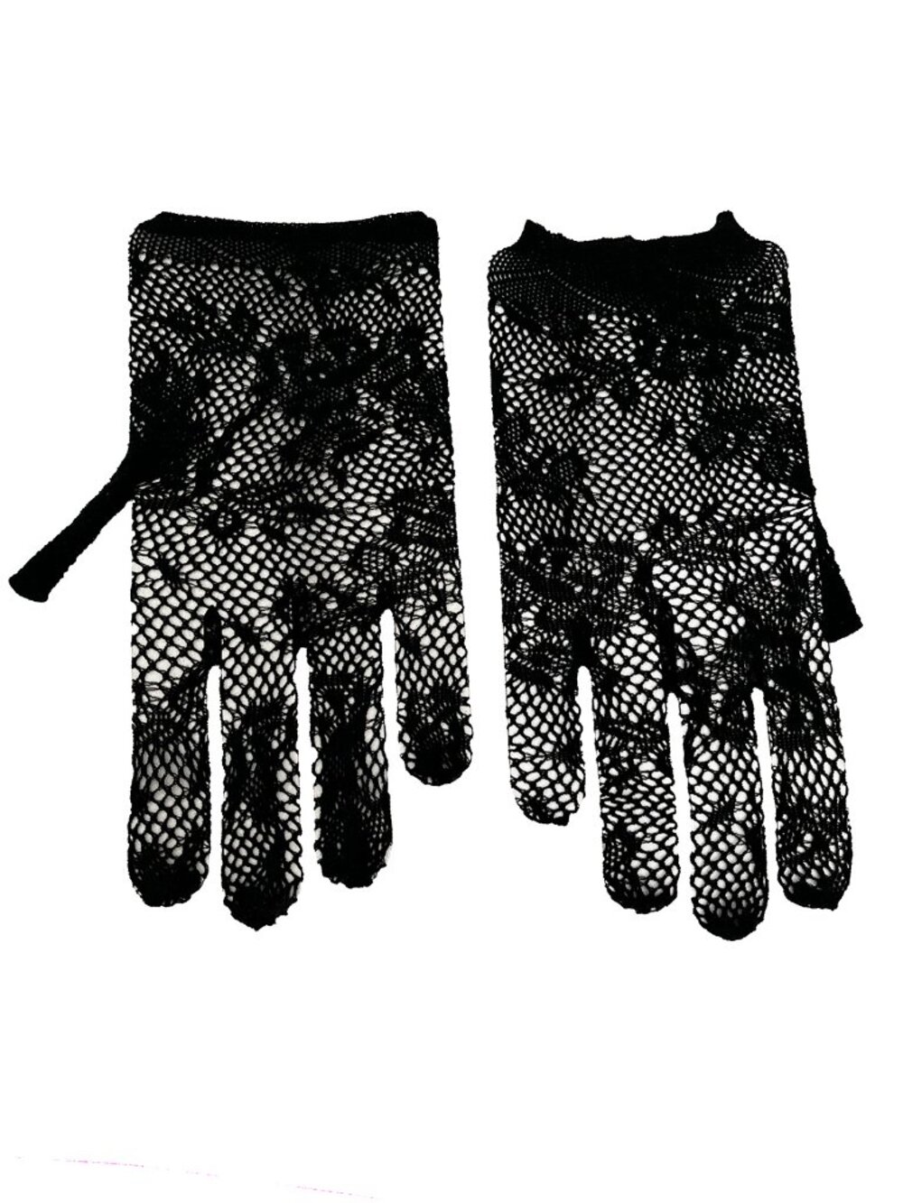 Black Lace Fingerless Gloves – Sheer Stretch – Festival / Costume Style